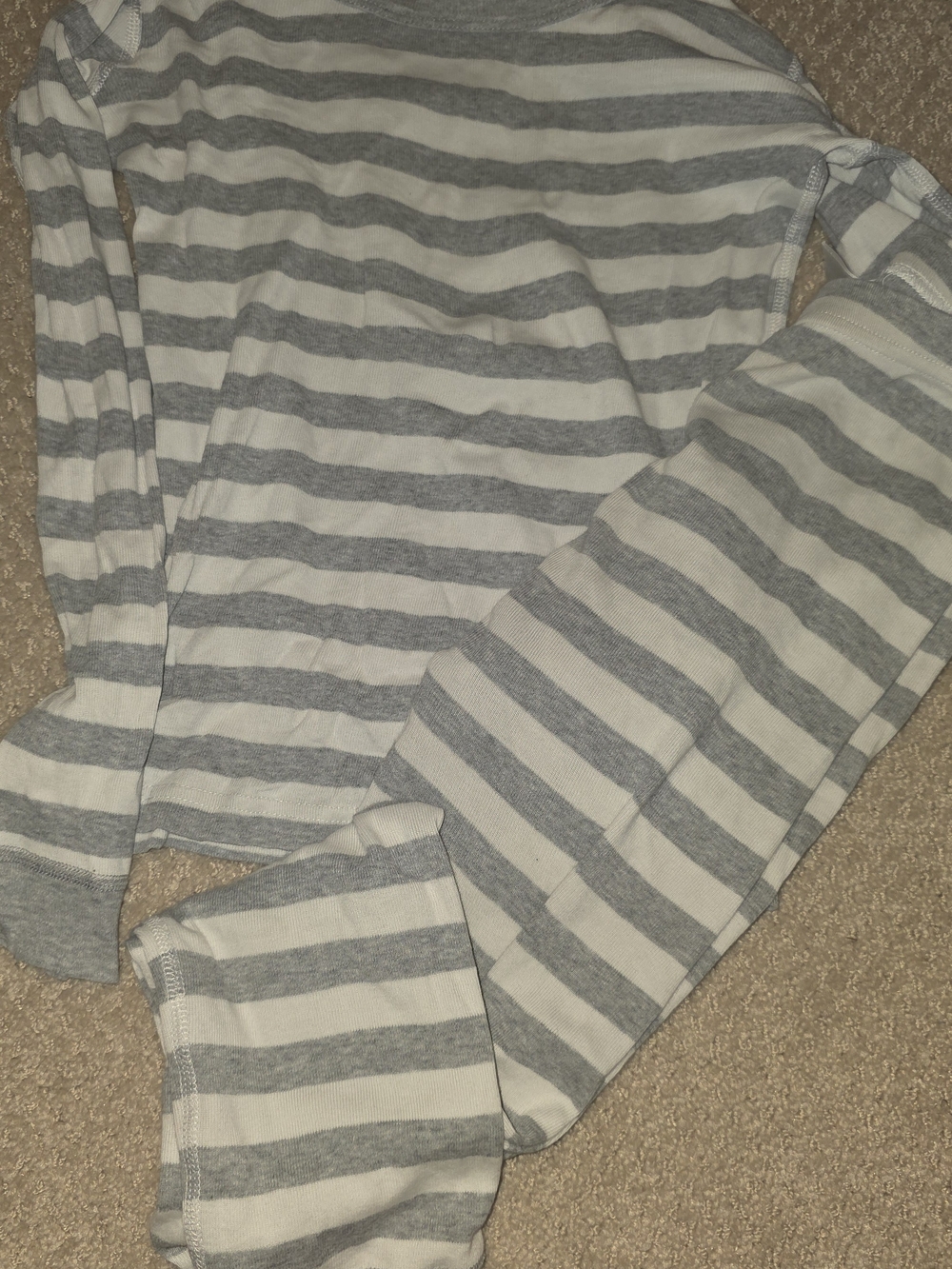 Hanna Andersson Gray & White Striped Long-Sleeve Pajama Set